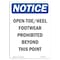 Signmission OSHA Notice, 7" Height, Open-ToeHeel Footwear Prohibited Sign, 7" X 5", Portrait OS-NS-D-57-V-17023 - alternate 1